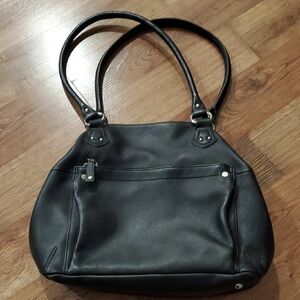 Tignanello Classic Black Genuine Leather Tote Bag